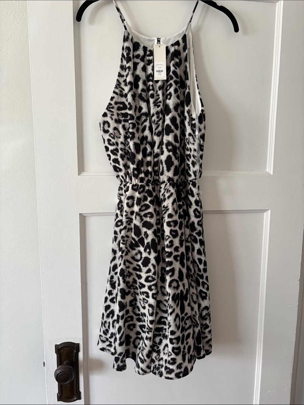 Francesca's Collections Black & White Leopard Print Mini Dress
